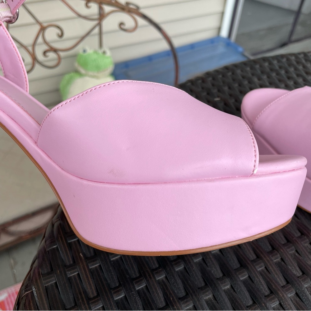 Marc Fisher Pink Dercy Peep Toe Platform Heels Size 10 - Picture 8 of 16